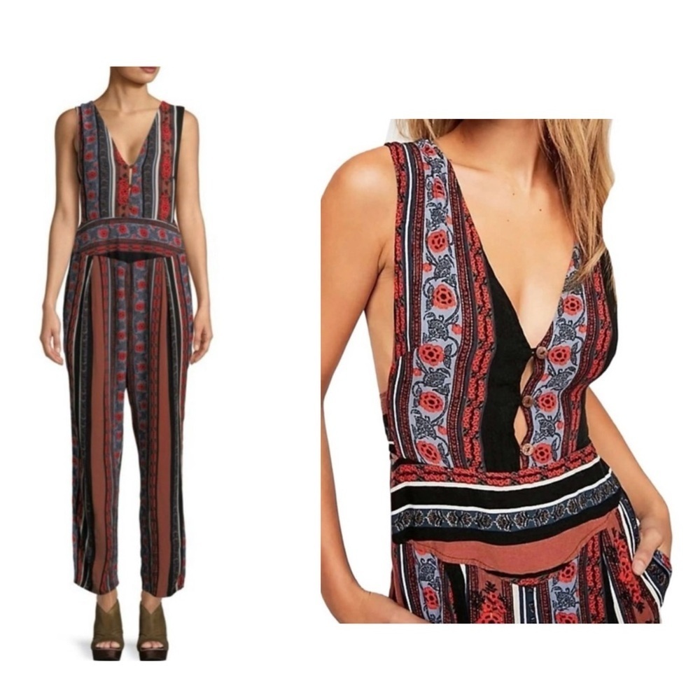 Free People All Shook Up Sleeveless Boho Jumpsuit